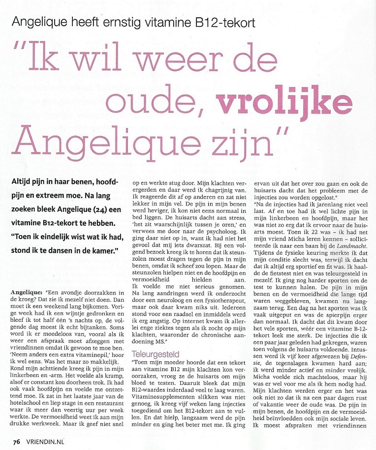 constant Parelachtig speling Artikel in de Vriendin 2011 | Stichting B12 Tekort